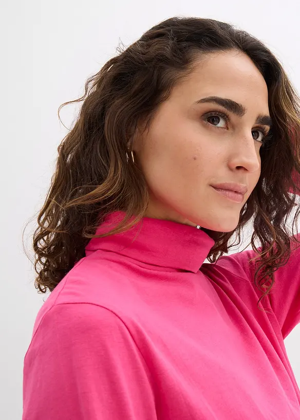 Topp i &oslash;kologisk bomull med h&oslash;y hals, bonprix