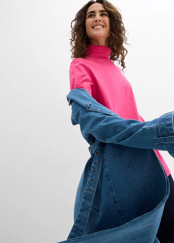 Topp i &oslash;kologisk bomull med h&oslash;y hals, bonprix