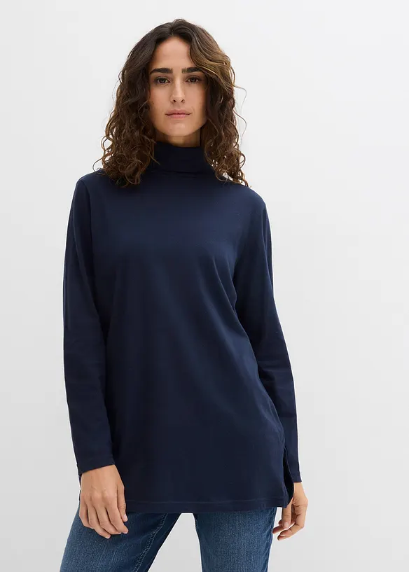 Topp i &oslash;kologisk bomull med h&oslash;y hals, bonprix