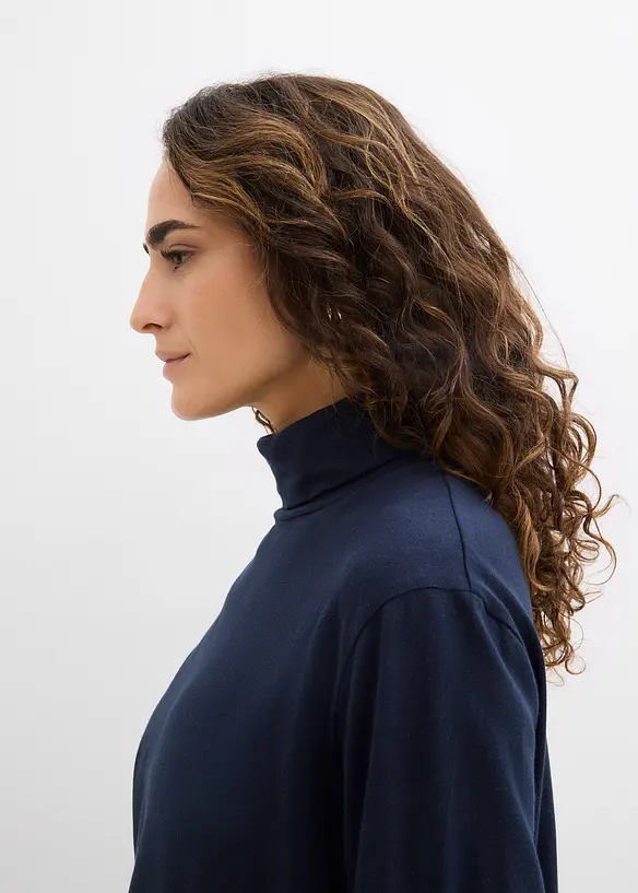 Topp i &oslash;kologisk bomull med h&oslash;y hals, bonprix