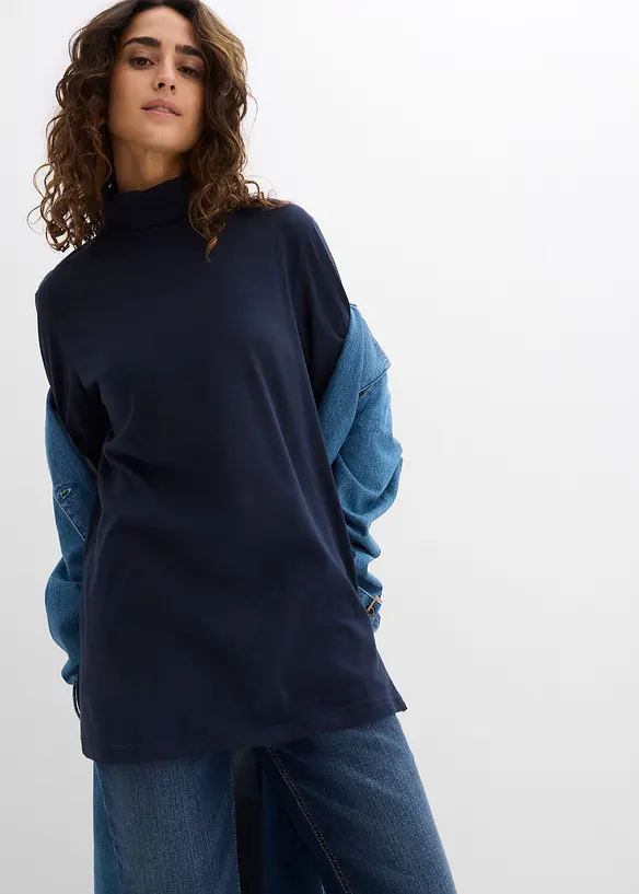 Topp i &oslash;kologisk bomull med h&oslash;y hals, bonprix