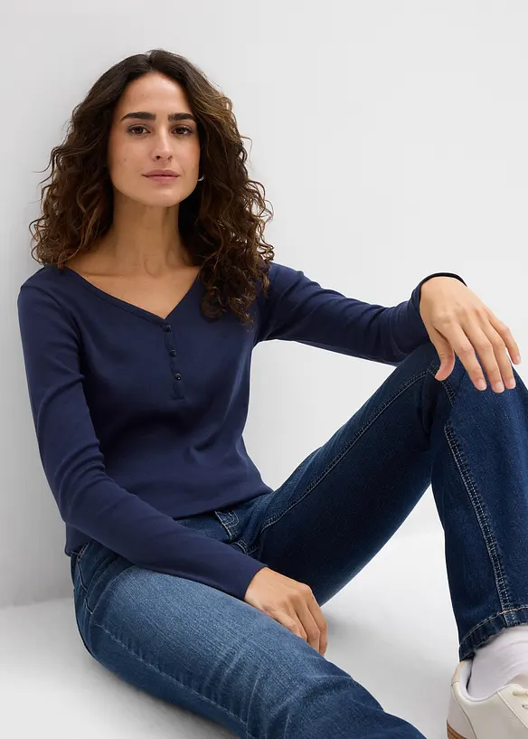 Langermet topp i 100% &oslash;kologisk bomull, bonprix