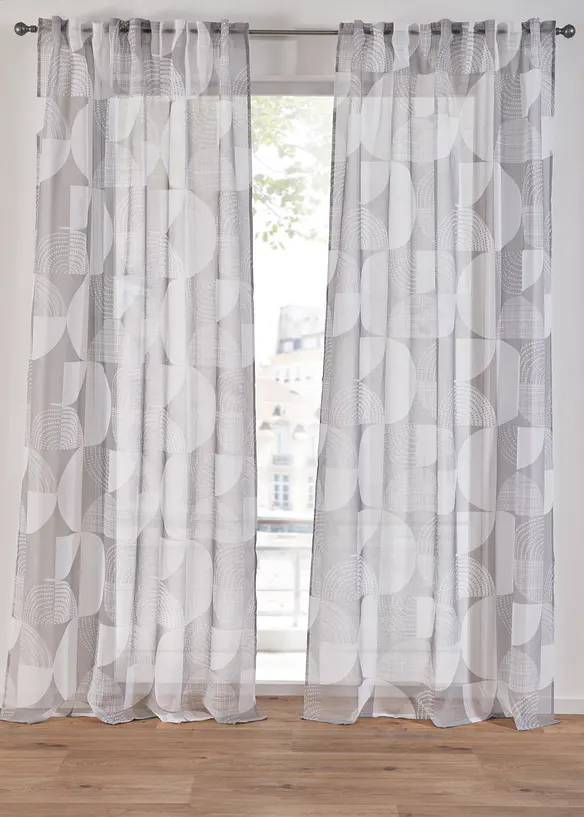 Gardin med resirkulert polyester og trykt m&oslash;nster (1-pack), bonprix