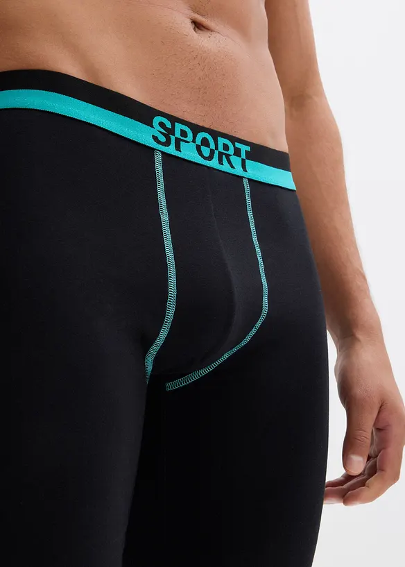 Lang, tettsittende boxershorts med myk bomull (2-pack), bonprix