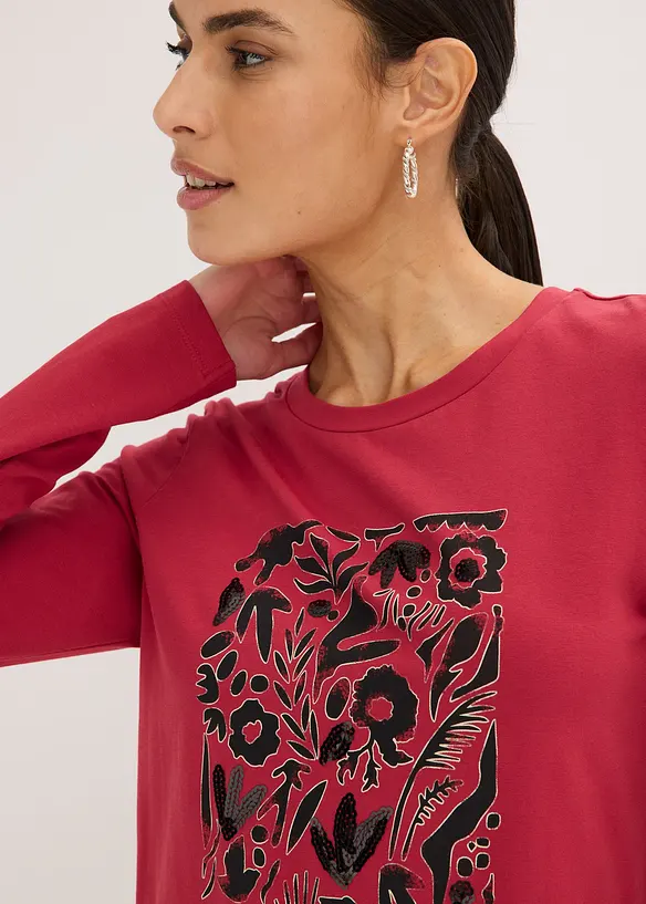 Langermet topp i &oslash;kologisk bomull, bonprix