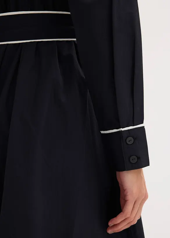 Skjortekjole av bomullspopelin med strykefri utrusting, bonprix