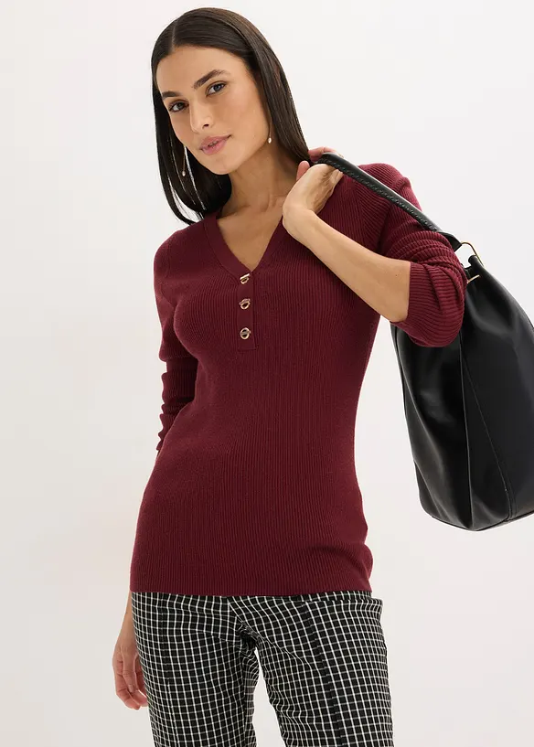 Genser i ribbestrikk med viskose, bonprix