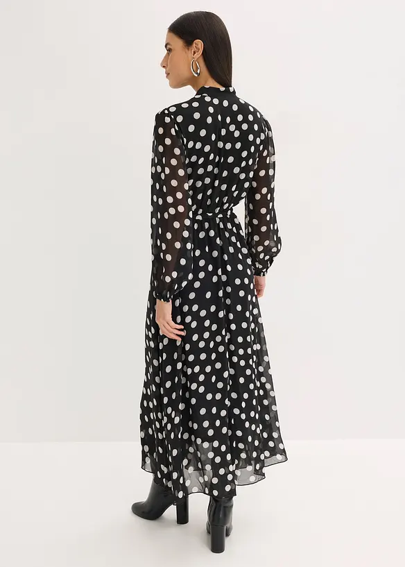 Chiffonkjole med kontrastpiping, bonprix