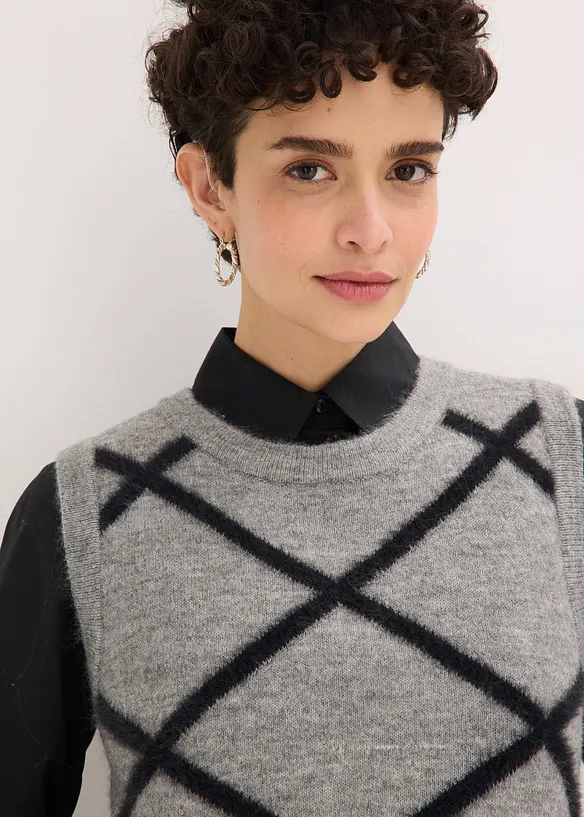 Vest med fj&aelig;rgarn, bonprix