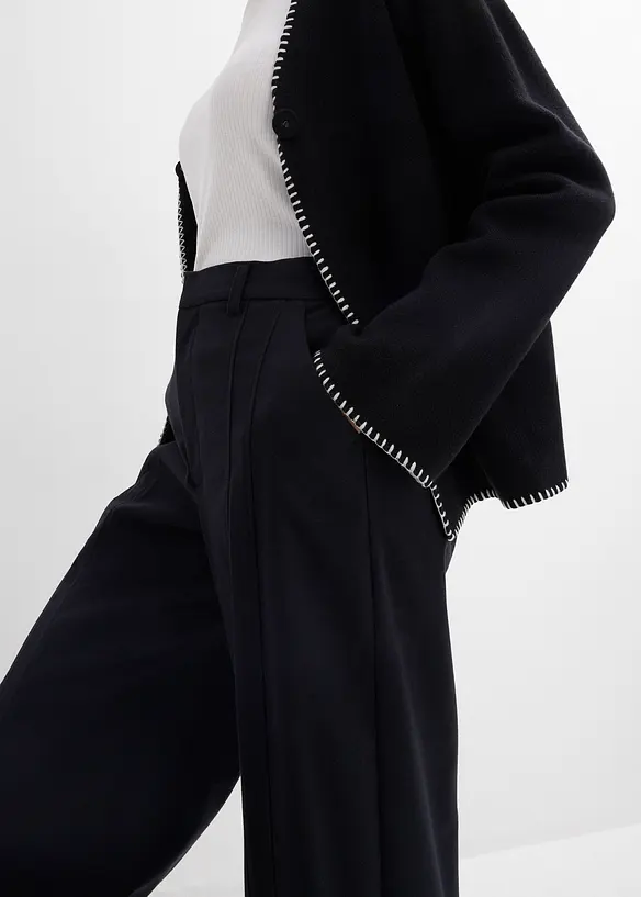 Bukse i viskosemiks med vide ben og h&oslash;y midje, bonprix