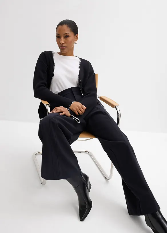 Bukse i viskosemiks med vide ben og h&oslash;y midje, bonprix