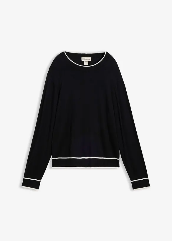 Finstrikket genser i viskosemiks, bonprix