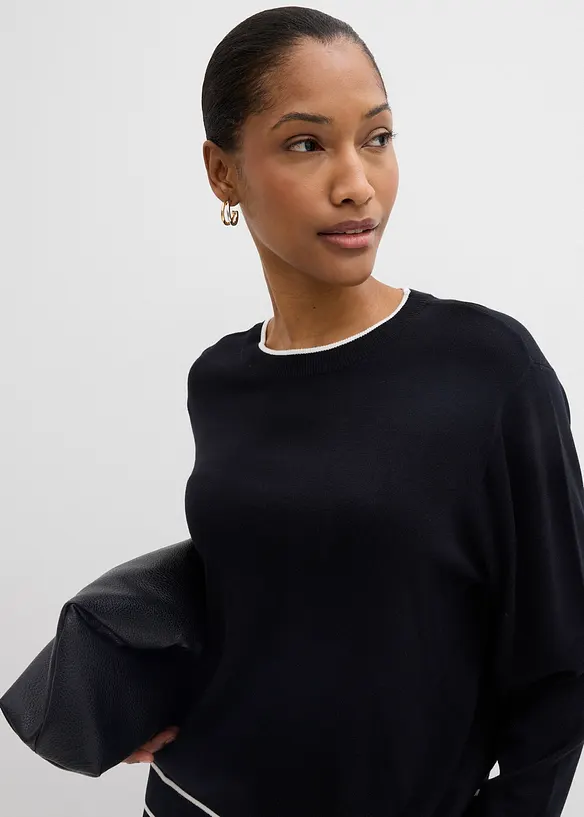 Finstrikket genser i viskosemiks, bonprix