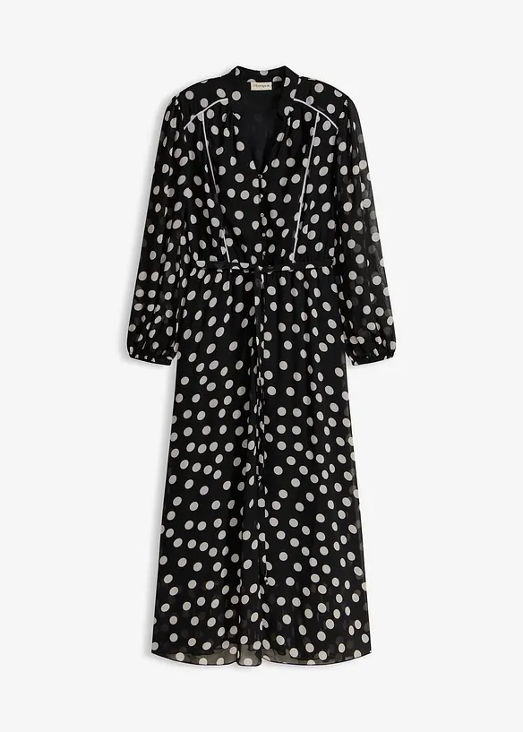 Chiffonkjole med kontrastpiping, bonprix