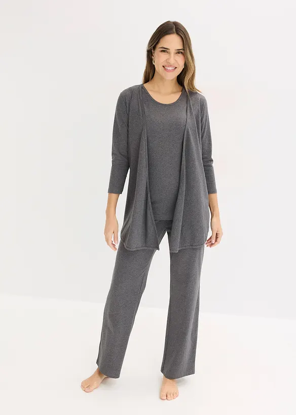 Loungewear kosedress (3-delt sett) med viskose, bonprix