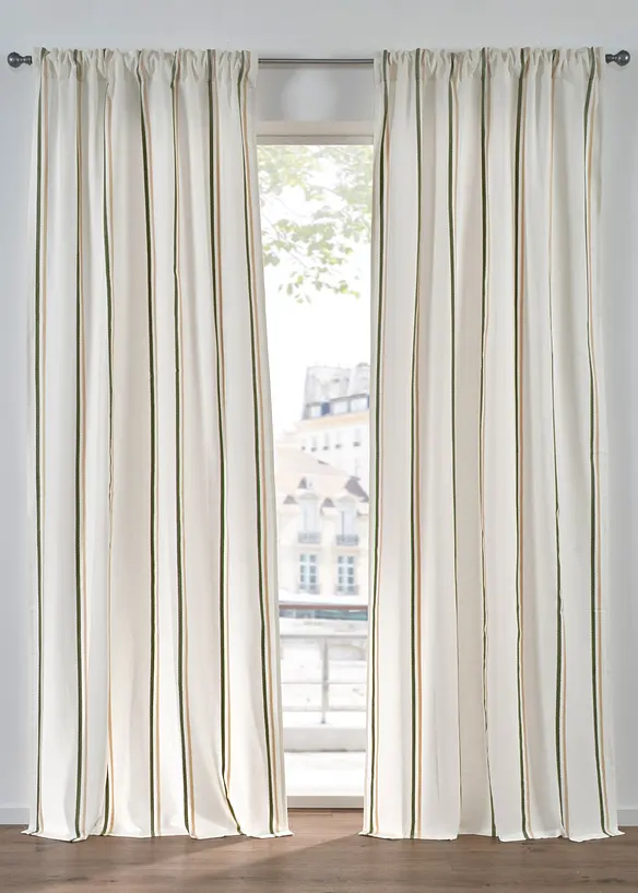 Gardin med vevd stripem&oslash;nster (1-pack), bonprix