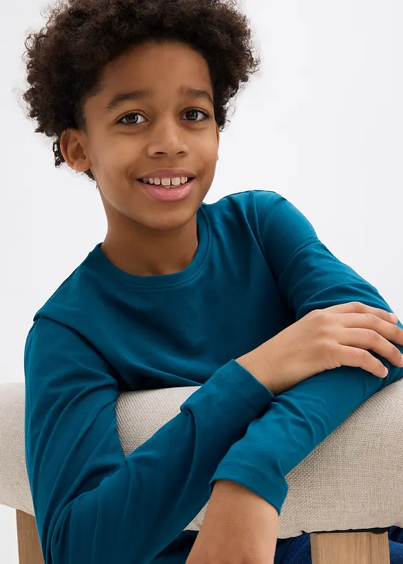 Langermet topp med &oslash;kologisk bomull (3-pack), bonprix