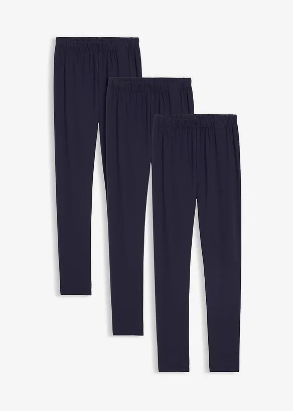 Leggings i elastisk, &oslash;kologisk bomullsmiks (3-pack), bonprix