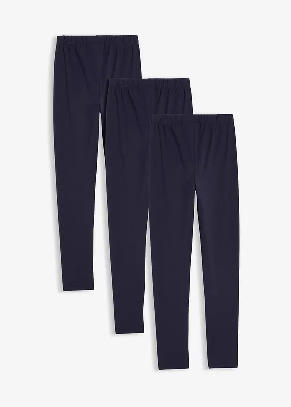 Leggings i elastisk, &oslash;kologisk bomullsmiks (3-pack), bonprix