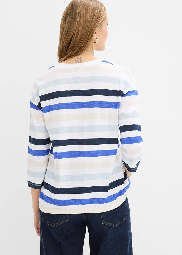 Topp i &oslash;kologisk bomullsslub, 3/4-lange ermer, bonprix