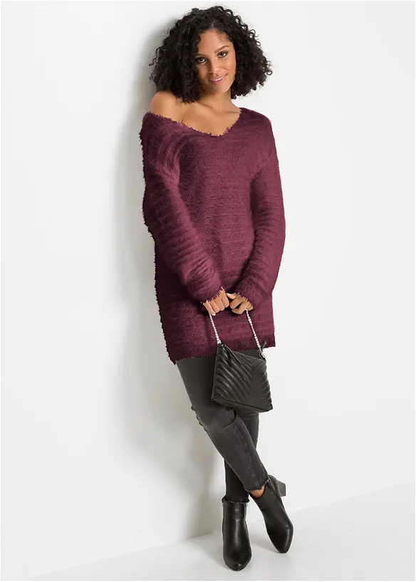 Lang, fluffy genser, bonprix