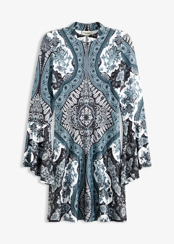 Jerseykjole med st&aring;krage og volangermer, bonprix