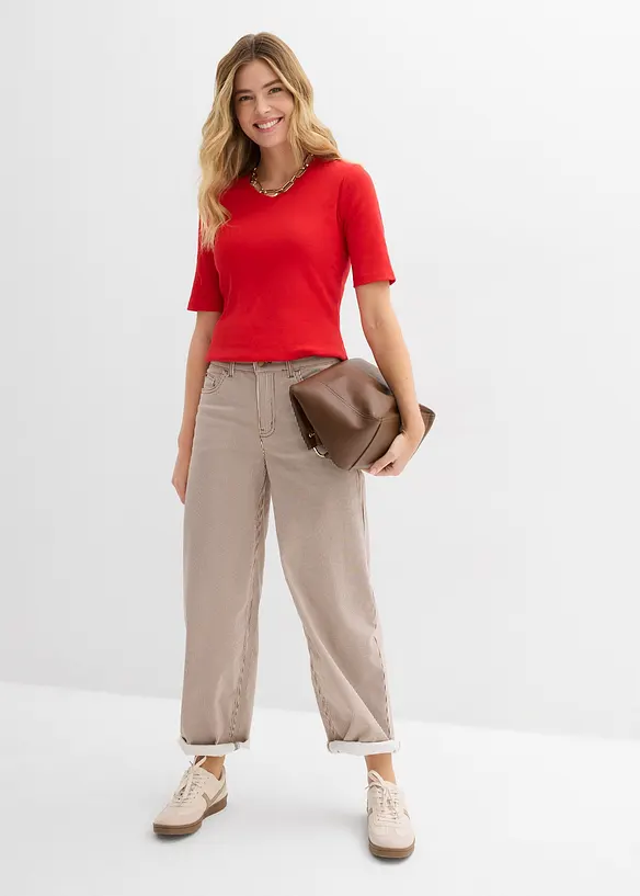 Topp i ribbemateriale (2-pack), bonprix