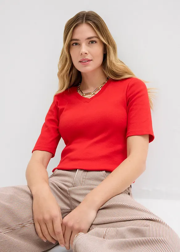 Topp i ribbemateriale (2-pack), bonprix