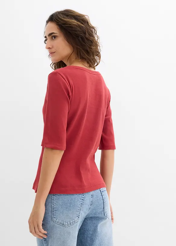 Ribbestrikket topp med &oslash;kologisk bomull (2-pack), bonprix