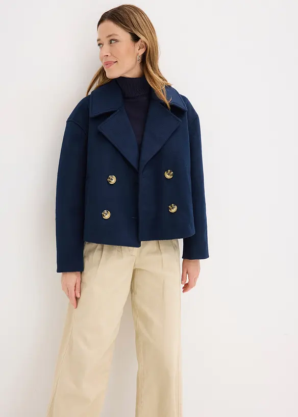 Oversized trench-jakke i ullstil, bonprix