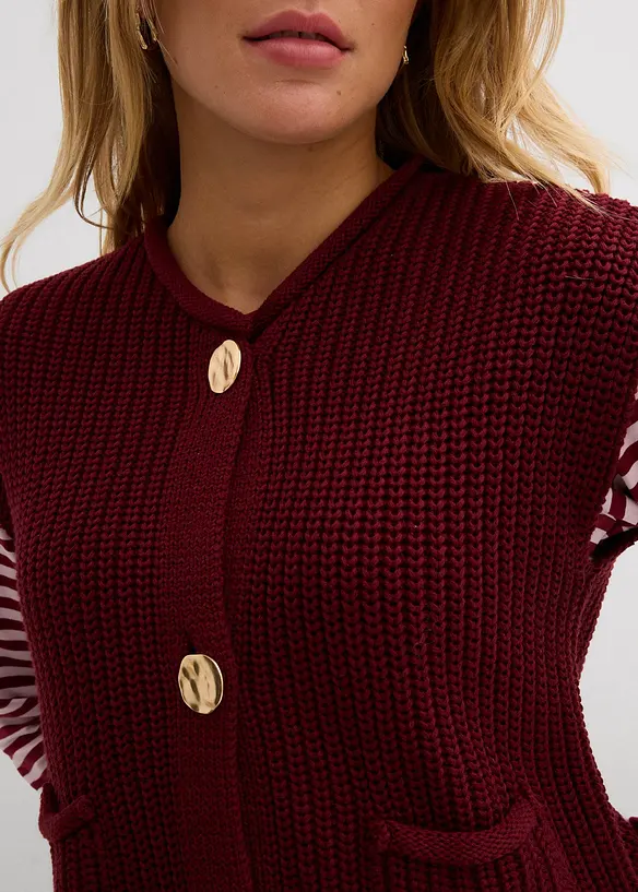 Strikket vest med lommer, bonprix