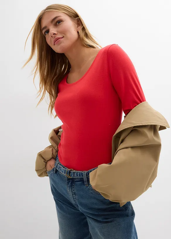 Langermet topp i 100% &oslash;kologisk bomull, bonprix