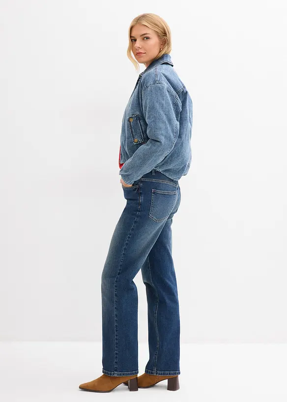 Varmt vattert jakke i denim med boblekant, bonprix