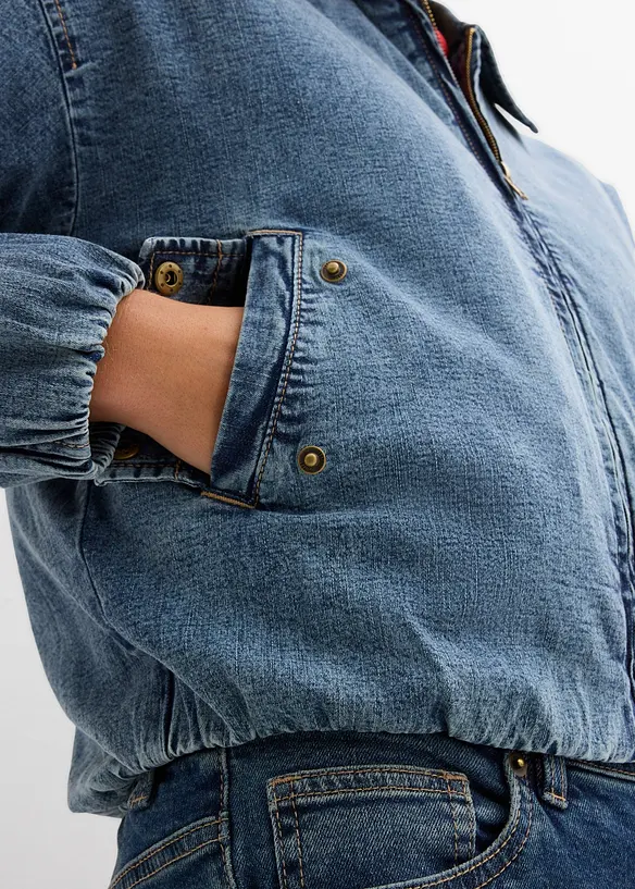 Varmt vattert jakke i denim med boblekant, bonprix