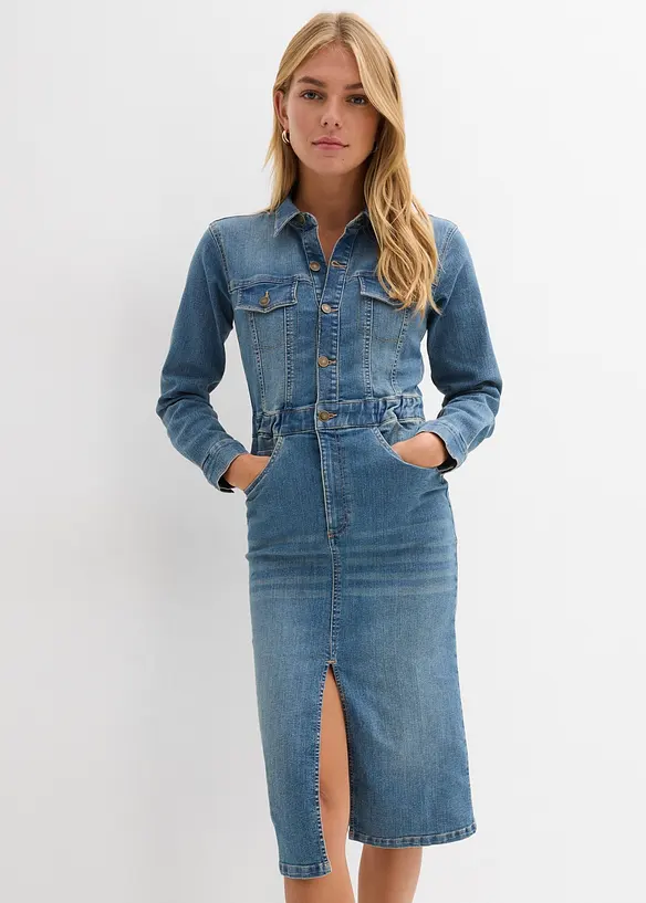 Denimkjole med &oslash;kologisk bomull, bonprix