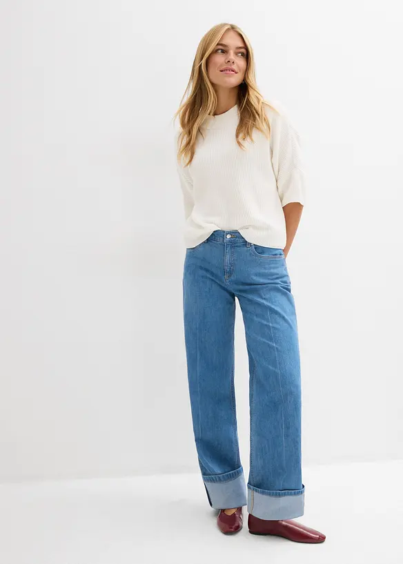 Loose Fit, Straight-jeans Mid Waist, Full Length, bonprix