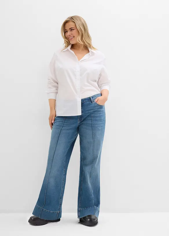Wide Leg-jeans Mid Waist, Full Length, bonprix