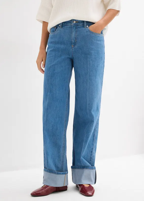 Loose Fit, Straight-jeans Mid Waist, Full Length, bonprix
