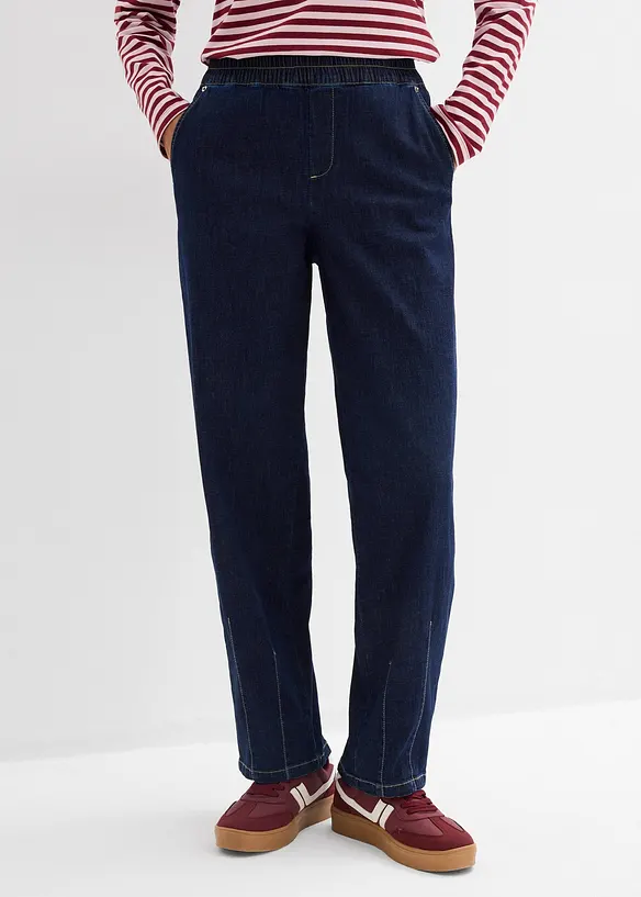 Barrel Jeans Mid Waist, komfortlinning, bonprix