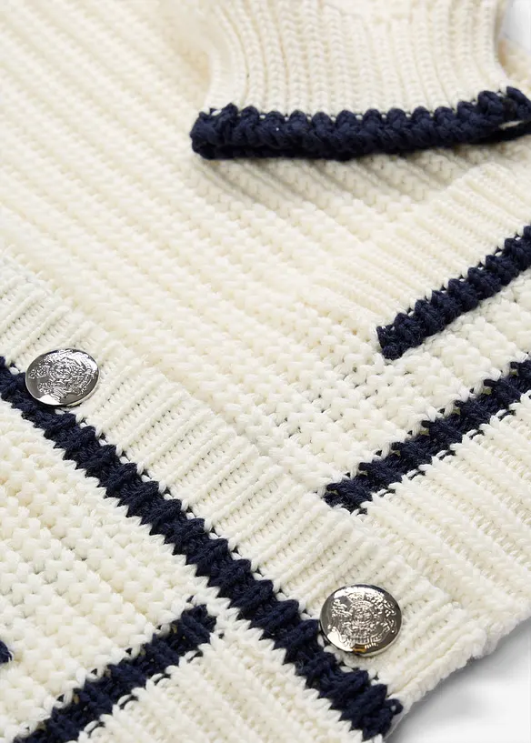 Grovstrikket cardigan i bomullsmiks, bonprix