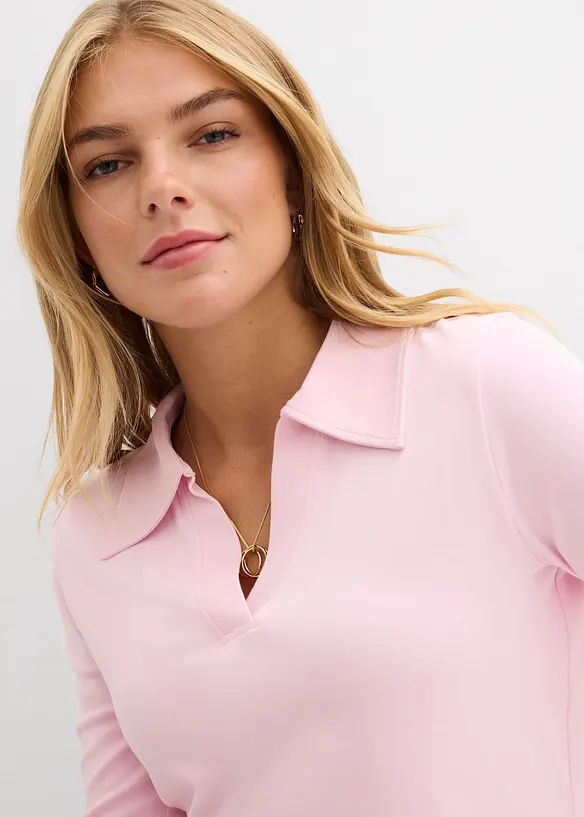 Topp med krage i 100% &oslash;kologisk bomull, bonprix