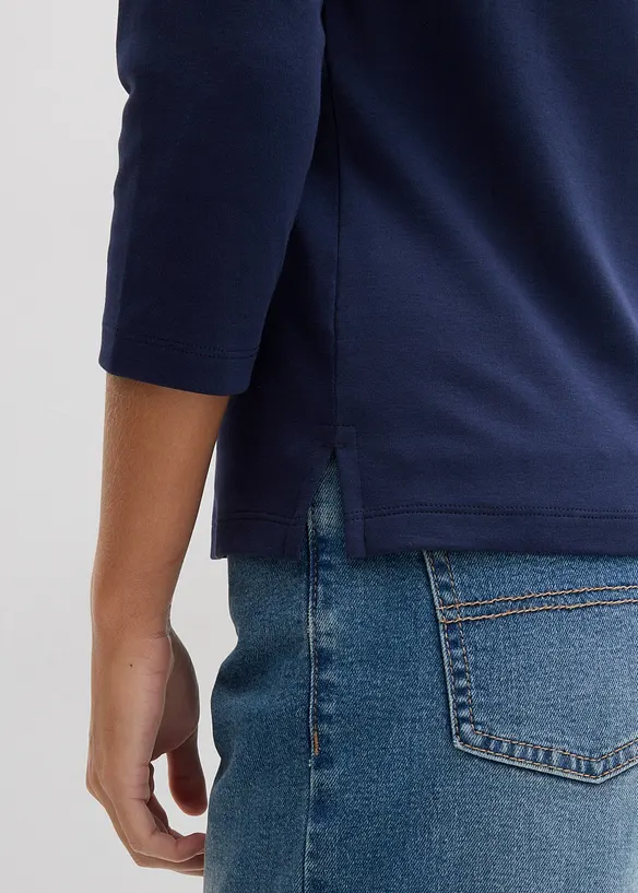 Topp med krage i 100% &oslash;kologisk bomull, bonprix