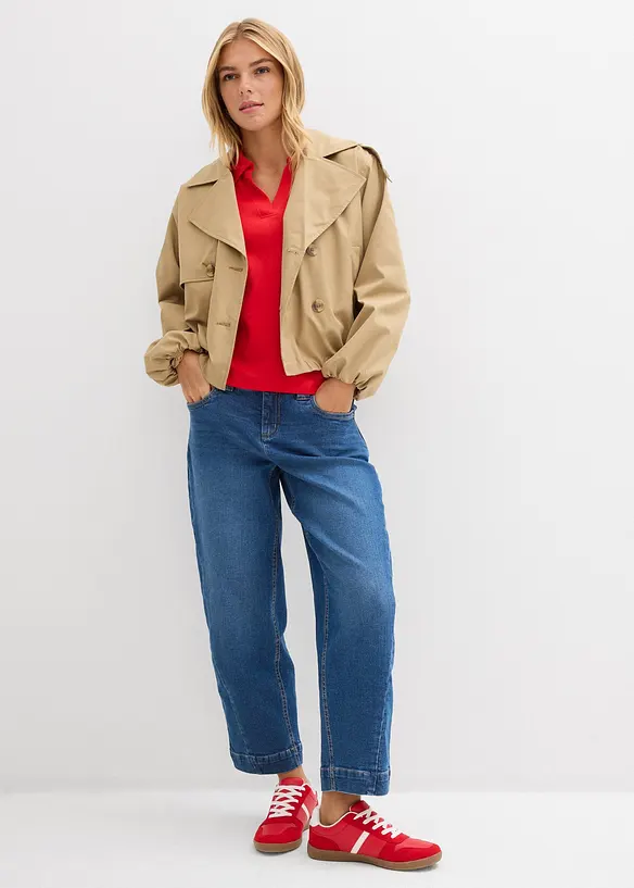 Topp med krage i 100% &oslash;kologisk bomull, bonprix