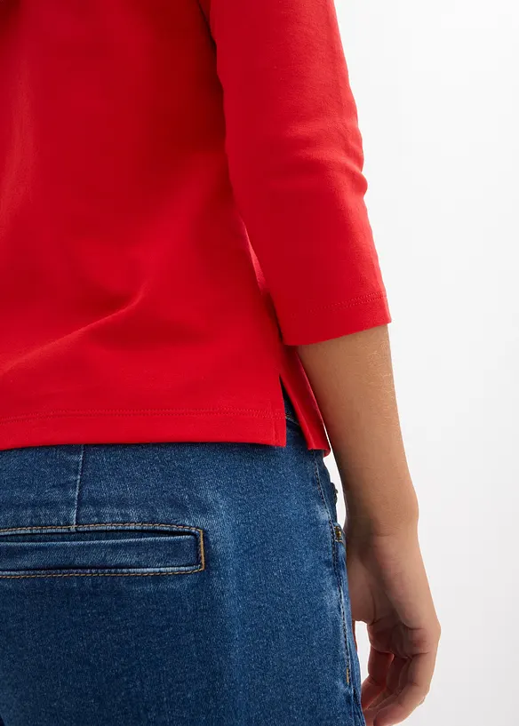 Topp med krage i 100% &oslash;kologisk bomull, bonprix