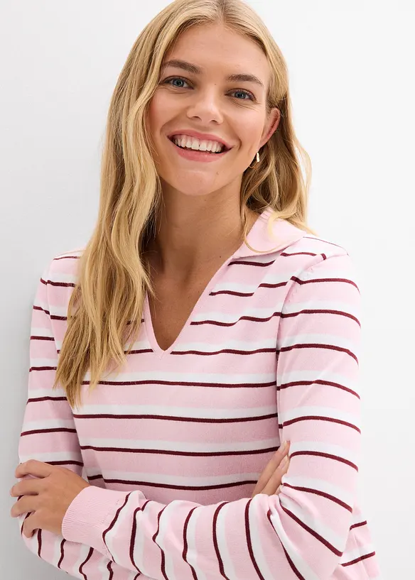 Genser med krage og V-hals, bonprix