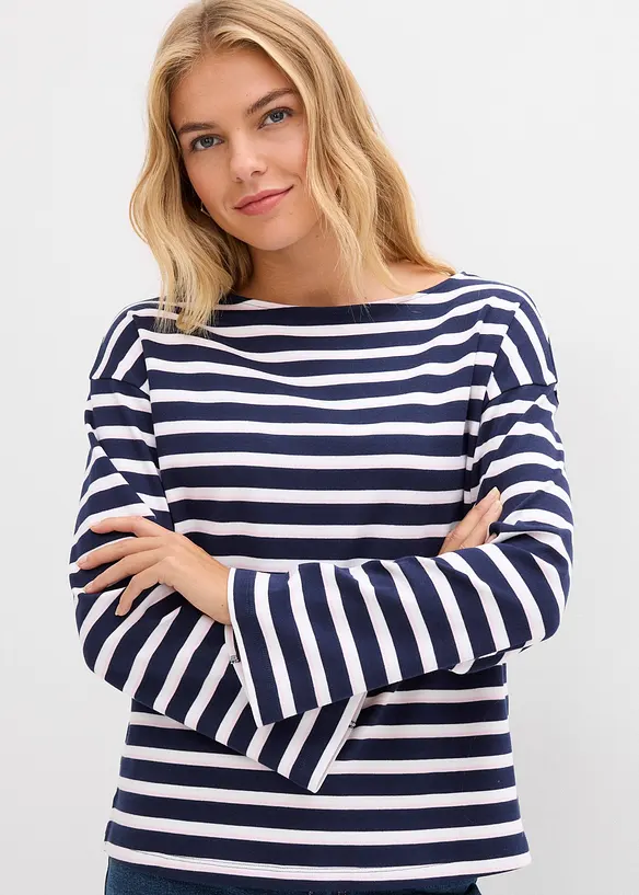 Langermet topp i 100% &oslash;kologisk bomull, bonprix