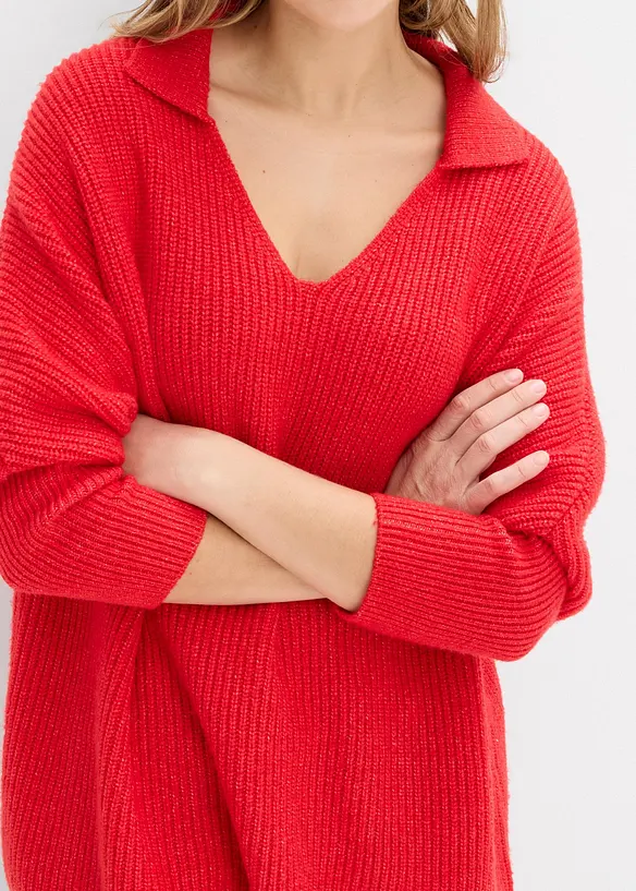 Oversized genser med krage, bonprix