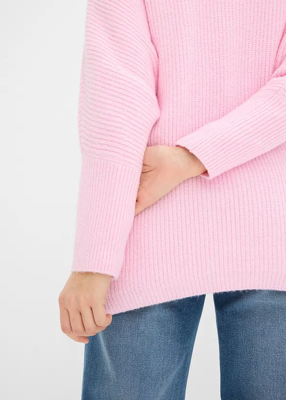 Oversized genser med krage, bonprix