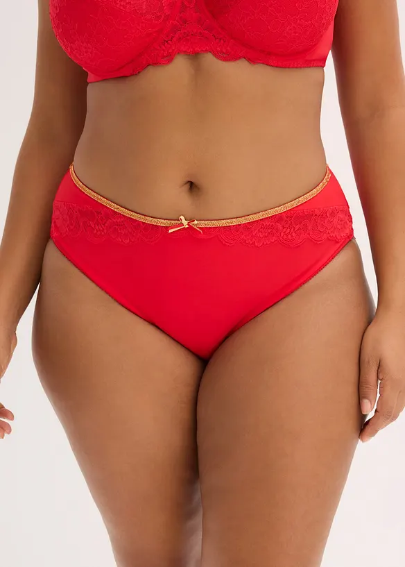 Truse med h&oslash;y midje og nydelige blonder, bonprix