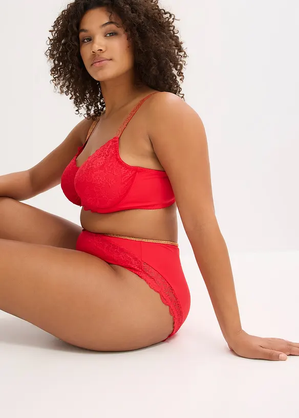 Truse med h&oslash;y midje og nydelige blonder, bonprix